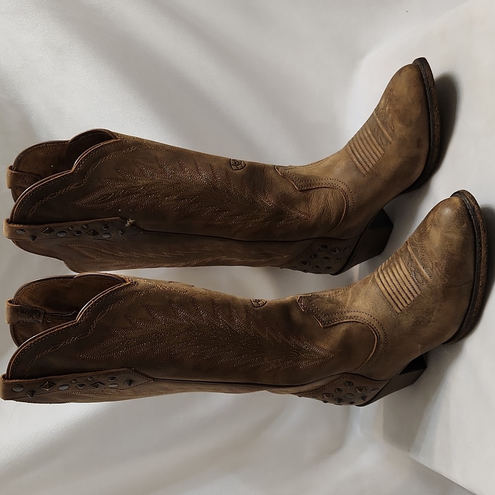 Ariat Dusty Diamond Leather Studded Heeled Western Cowgirl Boots (W Size 6)
